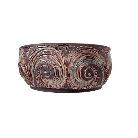 Art Studio Etched Pottery Bowl Glazed Signed - Picture 6 of 9